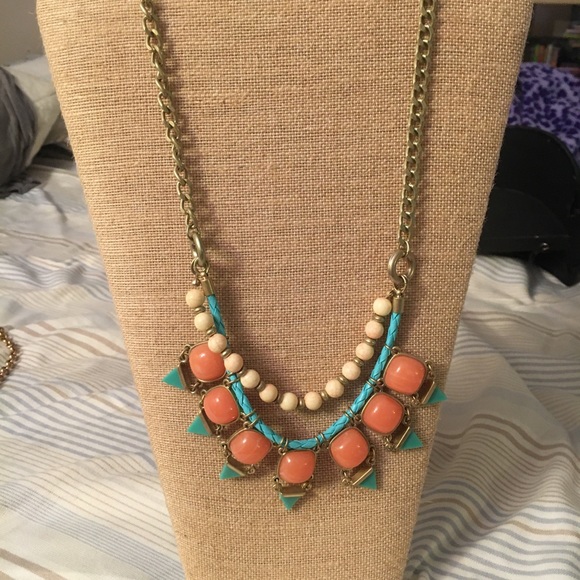 Salmon Blue Rolled Thread Necklace main image 1